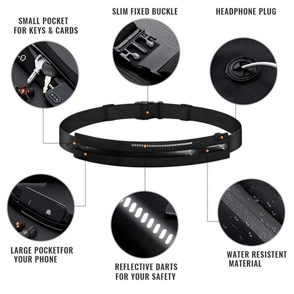 Running Belt Waist Pack for Women&Men, Water Resistant Reflective Runner Pouch - Picture 4 of 4